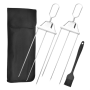 15 Inch 3-PRONG Kabob Skewers For Grilling With Push Bar Reusable