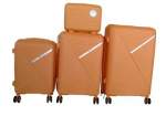Smte Unbreakable Pp Hardside 4-PIECE Spinner Luggage Set Orange With Keychain