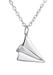 C652-C26053 - 925 Sterling Silver Paper Airplane Plane Necklace