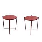 Smte Round Occasional Coffee Table Set Of 2 Red With Keychain
