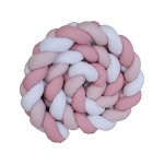 Cot Bumper Braided 3 Strand Light Dusty Pink White And Dusty Pink