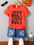 Summer Casual Kids' T-Shirt With Alphabet Print Soft Polyester Fabric Round Neck Short Sleeve Machine Washable Suitable For Chil
