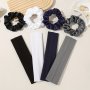 8-PIECE Set Minimalist Fabric Headbands And Scrunchies - Solid Color Sports Hairbands - Non-feather Elastic Hair Accessories For Women With Popular Elements Design