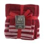 3 Piece Towel Set -bath Towel Hand Towel And Face Cloth -100% Cotton Red
