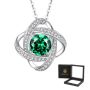 LUXURY925 Silver Necklace For Women With Green Zirco