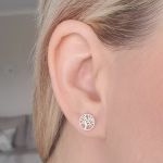 Teagan 925 Sterling Silver Tree Ear Stud Earrings Size 8MM