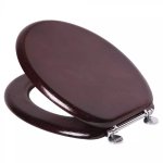 Toilet Seat Mahogany Mdf Chrome Bar Hinge