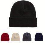 1PC Beanie For Men Women Slouchy Beanie Hat Winter Knit Cap Soft Ski Hat Unisex Knit Cuffed Plain Beanie