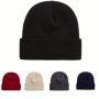 1pc Beanie For Men Women Slouchy Beanie Hat Winter Knit Cap Soft Ski Hat Unisex Knit Cuffed Plain Beanie