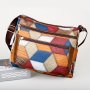 Women's Fashion Crossbody Bag With Multiple Zip Pockets Color Block Patchwork Large Capacity Casual Faux Leather Shoulder Bag For Work