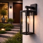 Modern Outdoor Lantern Wall Light Porch Light Black| White Bronze Trim - Bronze