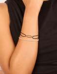 Waterproof Gold Plated Stainless Steel Cubic Zirconia & Black Cord Tennis Bracelet Set