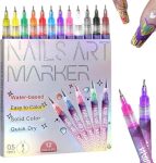 12 Colors Nail Art Pens Set Nail Art Markers Polish Pen For 3D Nail Art Drawing Painting Liner Brush For Diy Nail Art Beauty