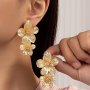 Luxury Golden Vintage Style Statement Earrings Elegant Flower Design Metal Textured Studs For Women Fashion Accessories