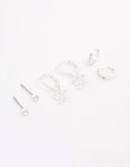 Silver Cubic Zirconia Butterfly Earrings 3-PACK
