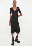 Calvin Klein Ck Button Through Rib Long Dress - Ck Black