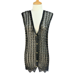 Goldair Gold Beaded Button Down Knit Vest - M