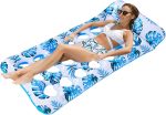 Single Leaf Pool Float Extra Wide Inflatable Lounger - Blue Leaf
