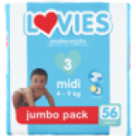 Midi Size 3 4-9KG Premium Nappies Jumbo 56 Pack