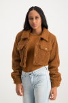 Chloe Cropped Teddy Jacket - Brown Sugar - XS