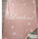 Fleece Blanket Pink With Flowers And Name