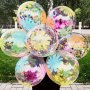 10pcs Flower Pattern Confetti Balloon Birthday Party Tea Party Decoration Garden Decor Jungle Beach Party For Birthday Wedding Anniversary Graduation Festival Picnic Or Any