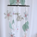 Cot Mobile Bunny And Daisies With Green Leaves