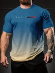 Men's Gradient Color Paris Graphic Print T-Shirt Short Sleeve Crew Neck Tee Men's Clothing For Summer Outdoor