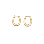Oval Solid Gold Hoop Earrings - Gold
