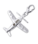 C570-C19091 - 925 Sterling Silver Plane Dangle Charm