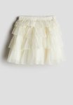 Flounced Organza Skirt - Cream