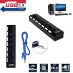 USB 3.0 – 7 Ports Hub With Independent Switches – Black Colour