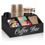 1PC Coffee Station Organizer Coffee Bar Counter Organizer Wood Coffee Pods Holder Desktop Storage Box Coffee And Tea Condiment Storage Rack Rustic Coffee Accessories