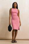 Striped Bodycon Ribbed Midi Dress - XL Multi Stripe