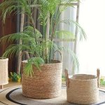 1PC Nordic Flower Pots Flower Baskets Woven Circular Paradise Birds Turtle Backed Bamboo Special Large Rattan Woven Baskets Gras
