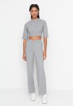 Back Detailed Knitted Bottom-top Set - Grey