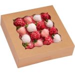 Tomnk 30PCS Pie Boxes 10X10X2.5 Bakery Boxes With Window Auto-popup Brown Bakery Boxes For Pies Cookie Boxes Treat Boxes For Des