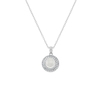 Sterling Silver Freshwater Pearl Double Halo Womens Pendant