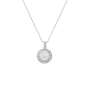 Sterling Silver Freshwater Pearl Double Halo Womens Pendant