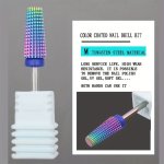 5-IN-1 Professional Tungsten Carbide Nail Drill Bits Unscented Rainbow Tapered Milling Cutters For Gel Acrylic Removal Manicure 
