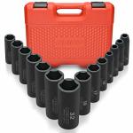 Neiko 02475A 1 2" Drive Deep Impact Socket Set 14 Piece 6 Point Metric Sizes 11-32 Mm Cr-v Steel