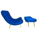 Velvet Lounge Chair With Ottoman