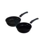 2 Piece 12CM Egg Pan Set Matte Black & Stone