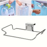 Stainless Steel Baggy Rack Holder Kitchen Cabinet Door Hanging Trash Bag Organizer Multi-functional Garbage Bag Storage Rack No