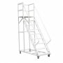 Steel 9 Step Mobile Safety Step Ladder - Mounty Rollstep - Light Grey