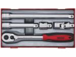 Teng Tools 5 Piece 1 2 Drive Ratchet & Accessories Set Tool Tray With 72 Teeth Ratchet - TT1205