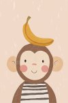 Monkey With Banana Canvas Print - 600MM X 600MM