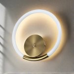 Halo LED Metal Wall Light Black Brass - Brass