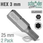 Hex allen Ins.bit 3 Mm 2 Cd SC20632