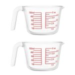 2 Pack - 500 Ml - Glass Measuring Jug Set - Transparent